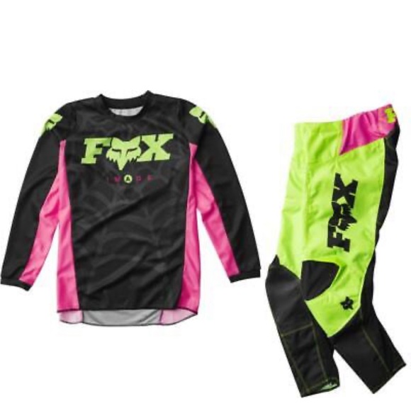 Fox Racing 180 Youth Boys Girls Venin LE Jersey Pants Combo Green Black Pink - Picture 1 of 15